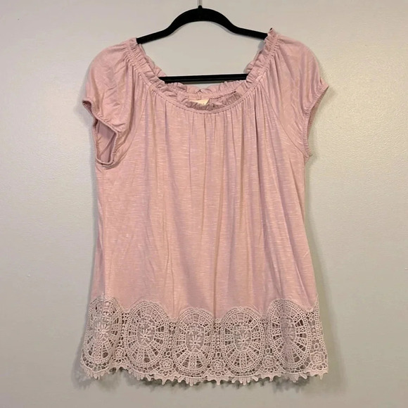 Adiva Blush Pink Shirt with Lace Detail | Blush Pink | Lace | Pink | Crochet - Picture 2 of 8